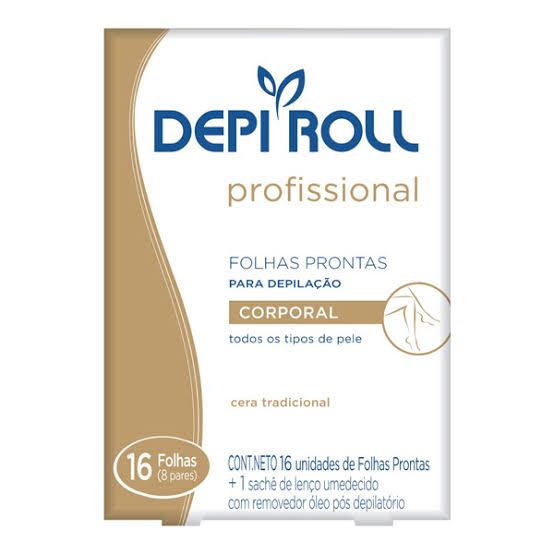 Folhas Prontas Depilatória Corporal Depi Roll Tradicional 8 Pares