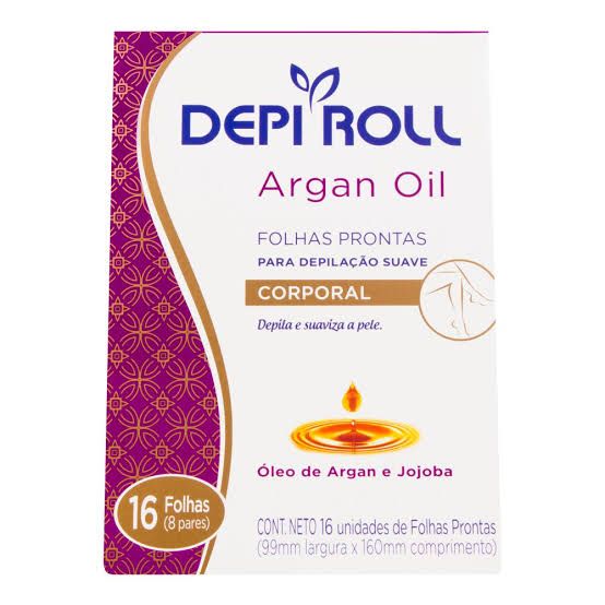 Folhas Prontas Depilatória Corporal Depi Roll Argan 8 Pares